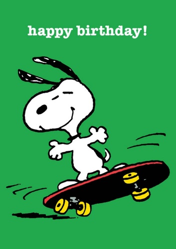 Snoopy Happy Birthday Skateboarding - Greeting Card